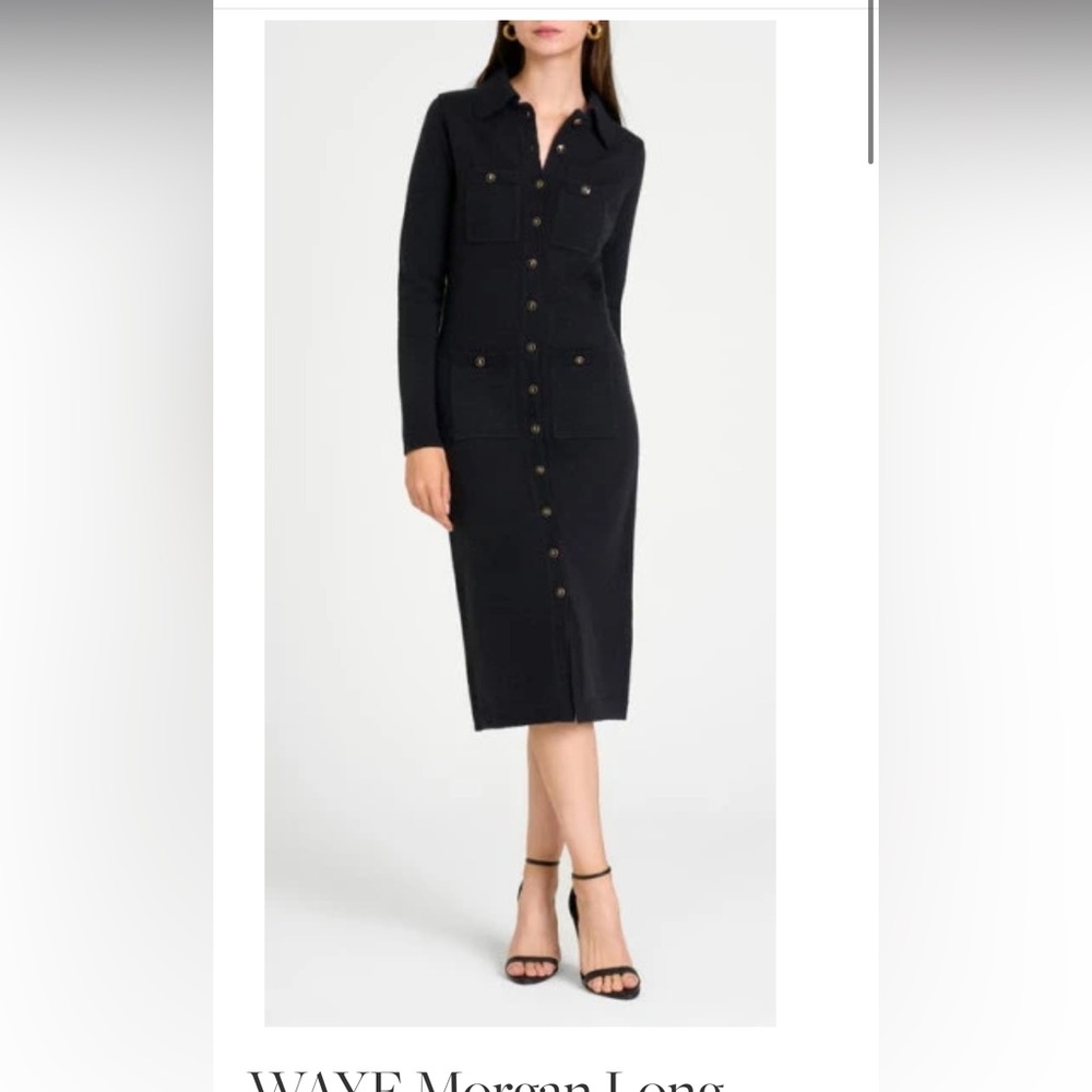 WAYF Morgan Long Sleeve Midi Sweater Dress in Black from Norstrom
